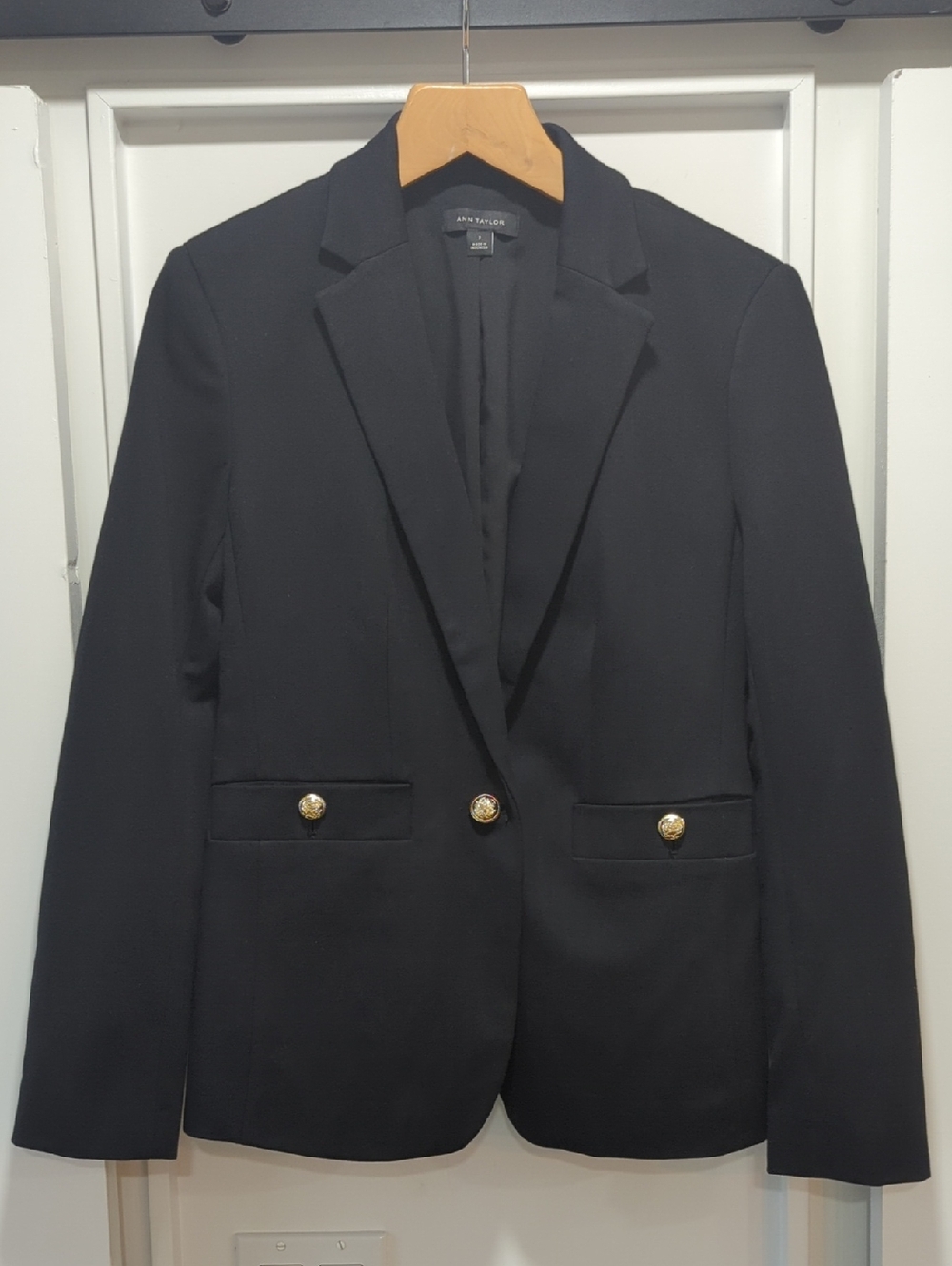 Ann Taylor Classic Black Blazer with Gold Buttons Size 2